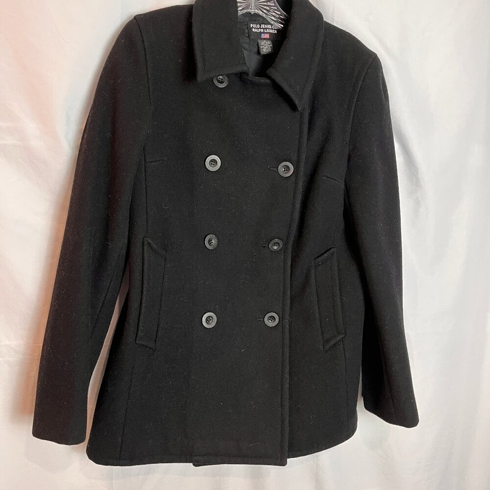 Women's Navy Polo Ralph Lauren Double Breasted Wool Pea Coat Size 4